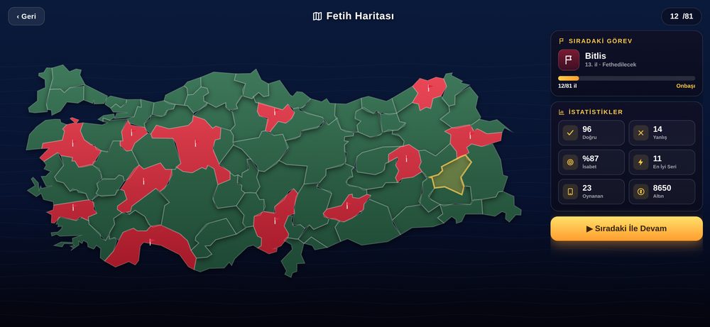 81 il fetih haritası